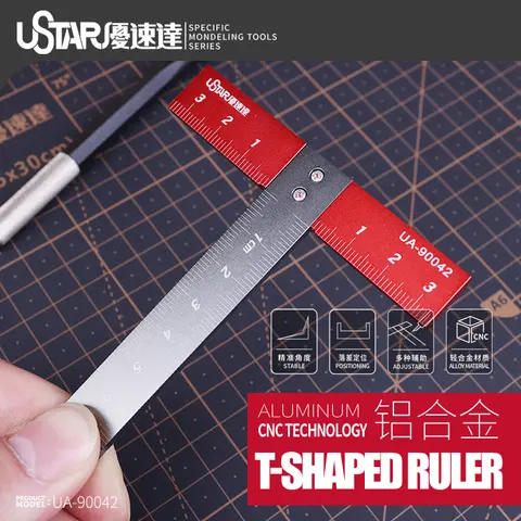 USTAR 모델 변환 절단 스크라이브 라인 건담 모델 용 T 자형 눈금자 모델링 DIY 도구 취미 액세서리 만들기