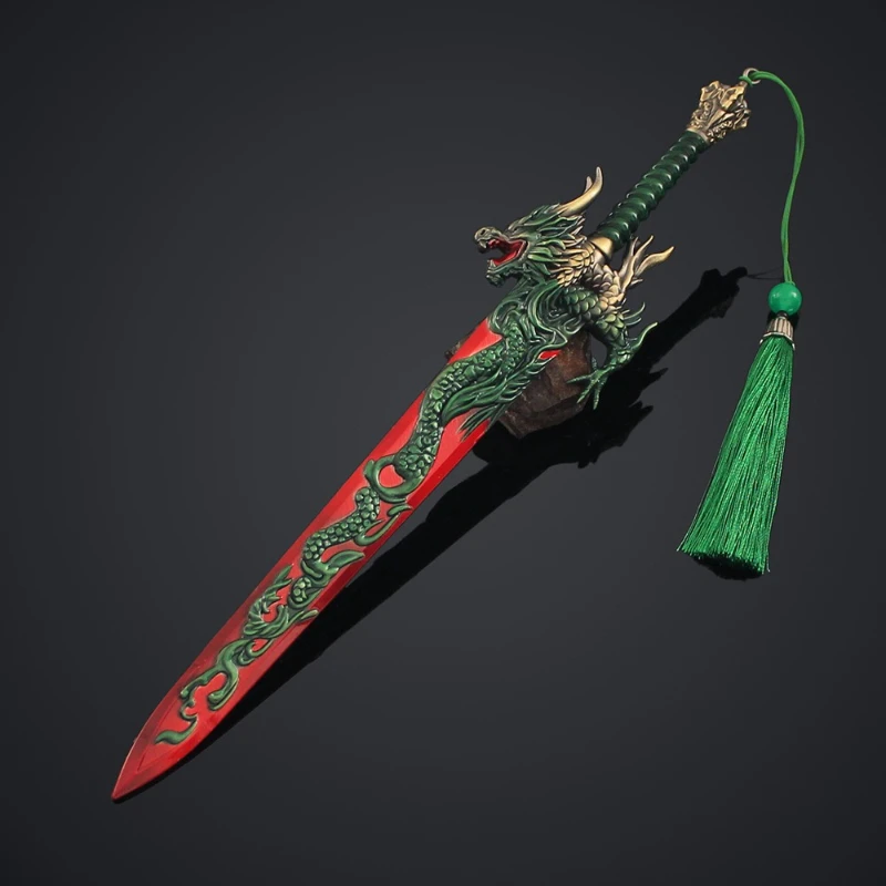 29 cm/11.41 pouces Film et TV périphérique deux Dragon douze épées divines alliage couteau ancien armes modèles Collection ornements jouets