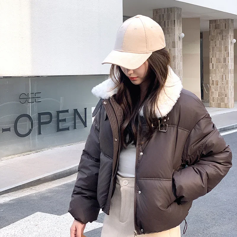 Women Korean Cotton Parkas Hooded Winter Oversize Coat Thick Warm Loose Puffer Jacket Female Solid Fashion Zipper Outwear