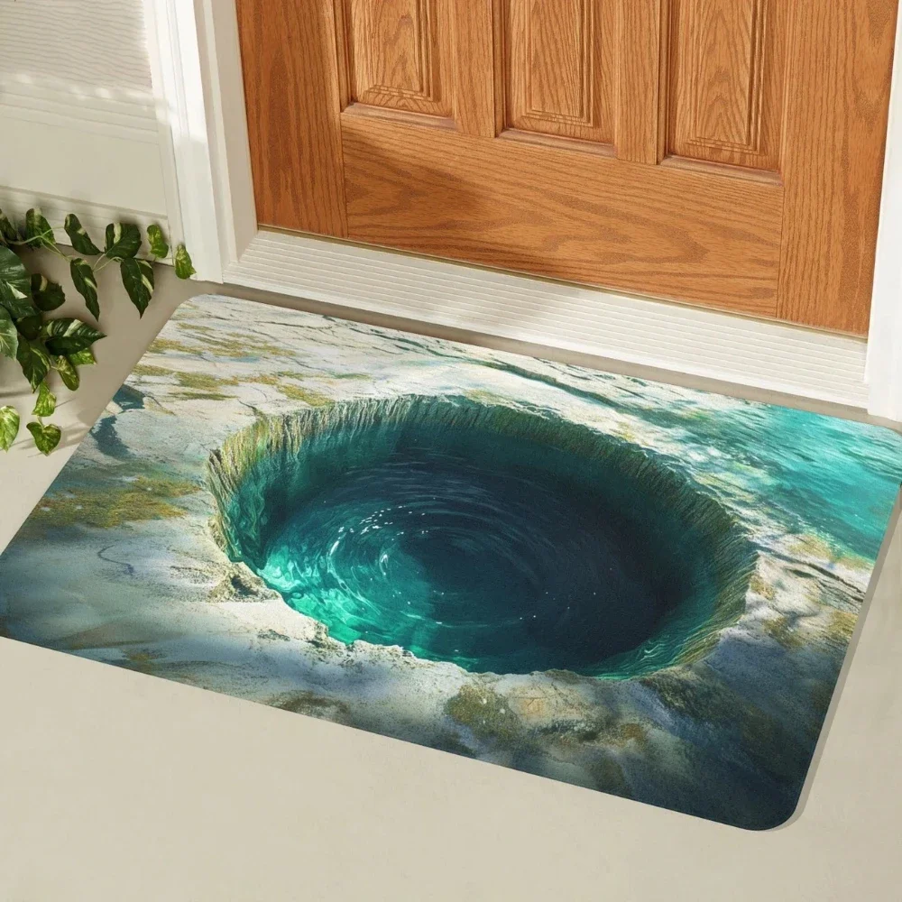 Visual Illusion 3D Cracks Abyss Fußmatte, Bodenmatte am Eingang des Wohnzimmers und des Schlafzimmers, waschbare Bodenmatte, Fußmatte