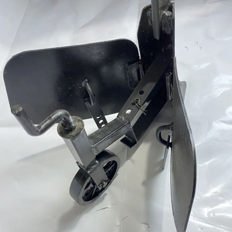 Tiller Attachment with Tail Wheel, Adjustable Width Ditcher Plow for Farm Cultivation