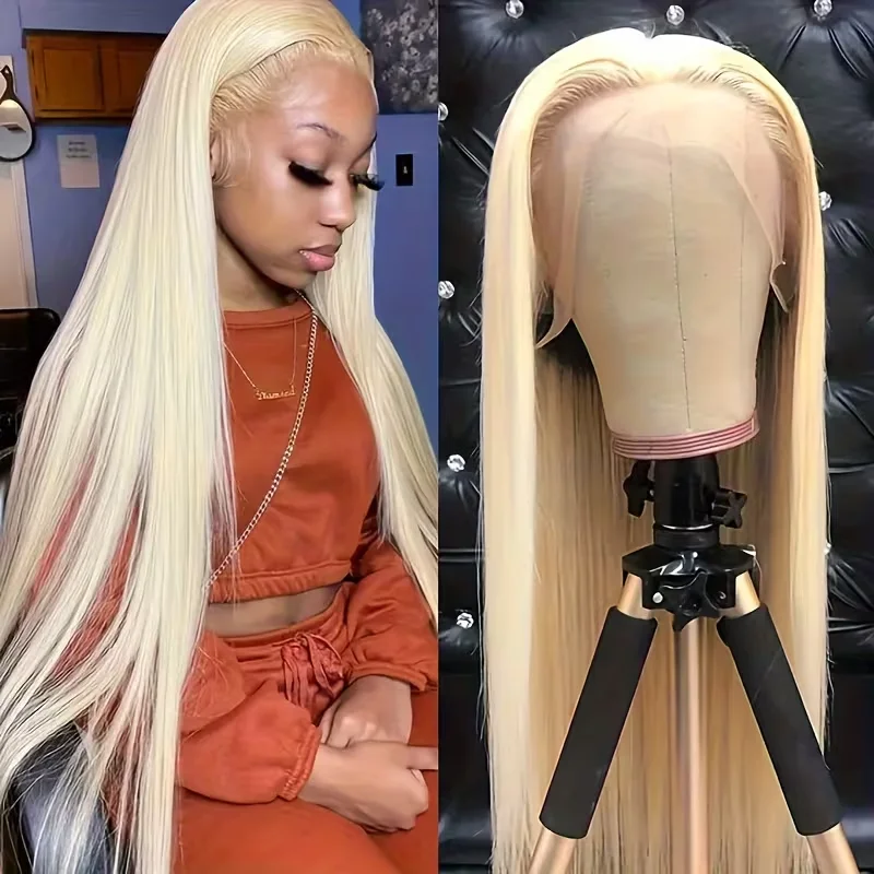 

Free Parting 613 Blonde Lace Front Wigs Pre Plucked Hair Line 613 Straight HD Lace Frontal Wig Density Long Straight Heat Resistant Soft Wig for Party Daily Use 30 Inch