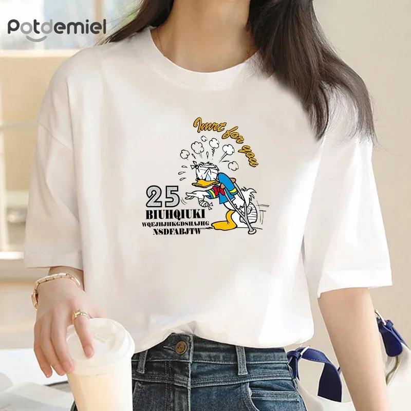 Mickey Minnie Donald Duck Luffy Women T-shirt Personality Trend Casual T-shirt Clothing Street Creative top Women short sleeve