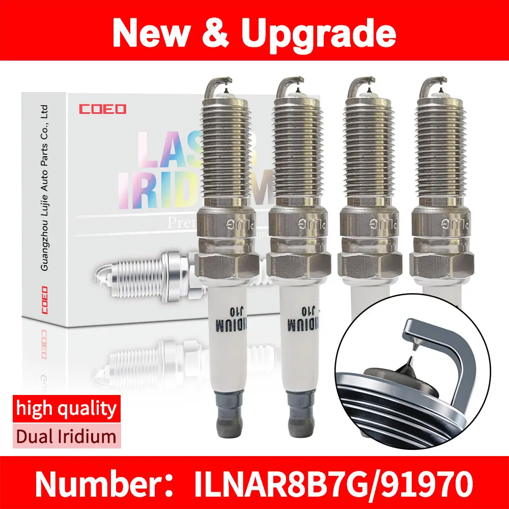 For NGK Dual Iridium Spark Plugs ILNAR8B7G 91970 for MG GS HS ZS MG5 MG6 GT RX5 CHEVROLET CRUZE MALIBU FORD C-MAX FIESTA FOCUS