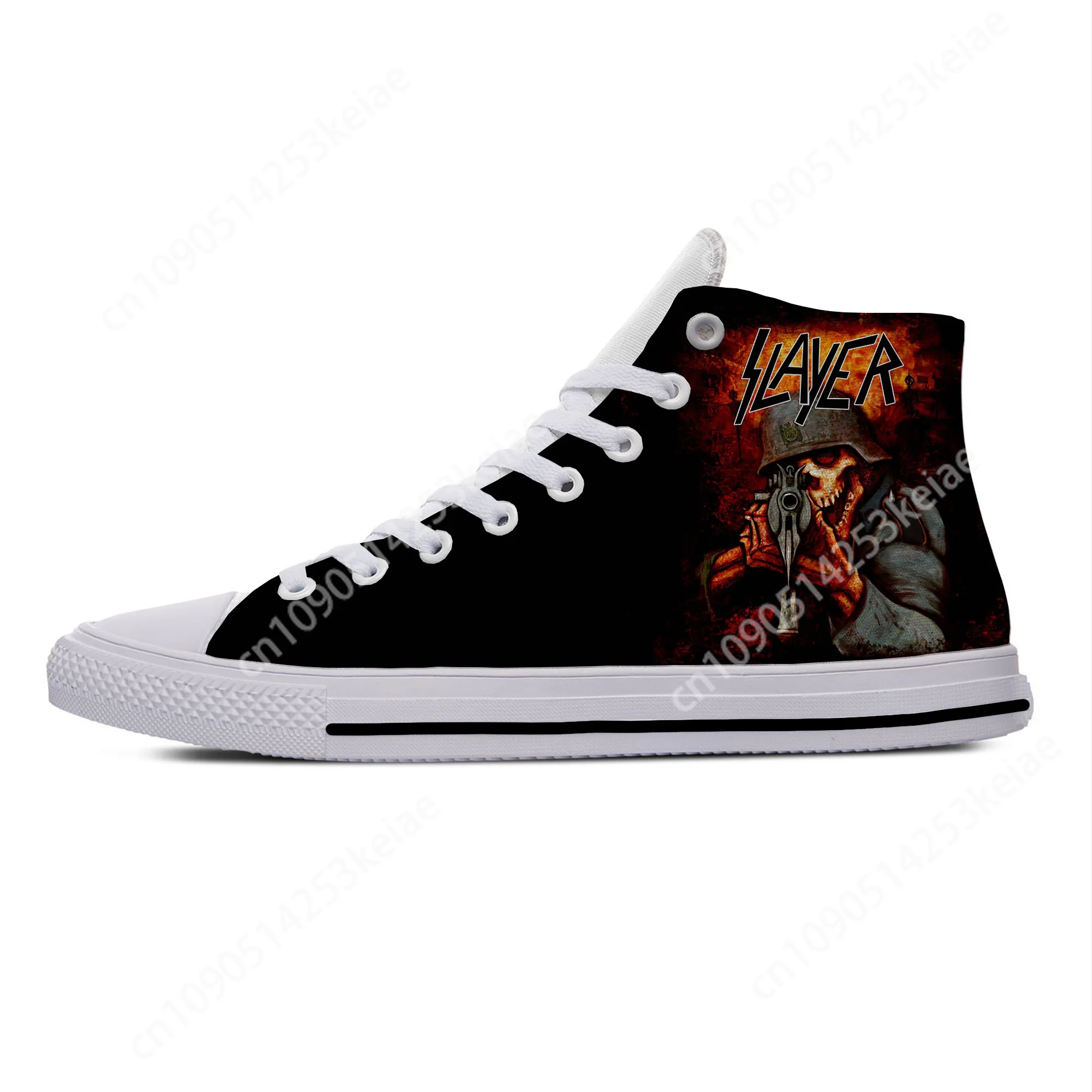 

Slayer Heavy Metal Rock Band Horror Scary Fashion Casual Cloth Shoes High Top Lightweight Breathable Mens Womens Sneakers
