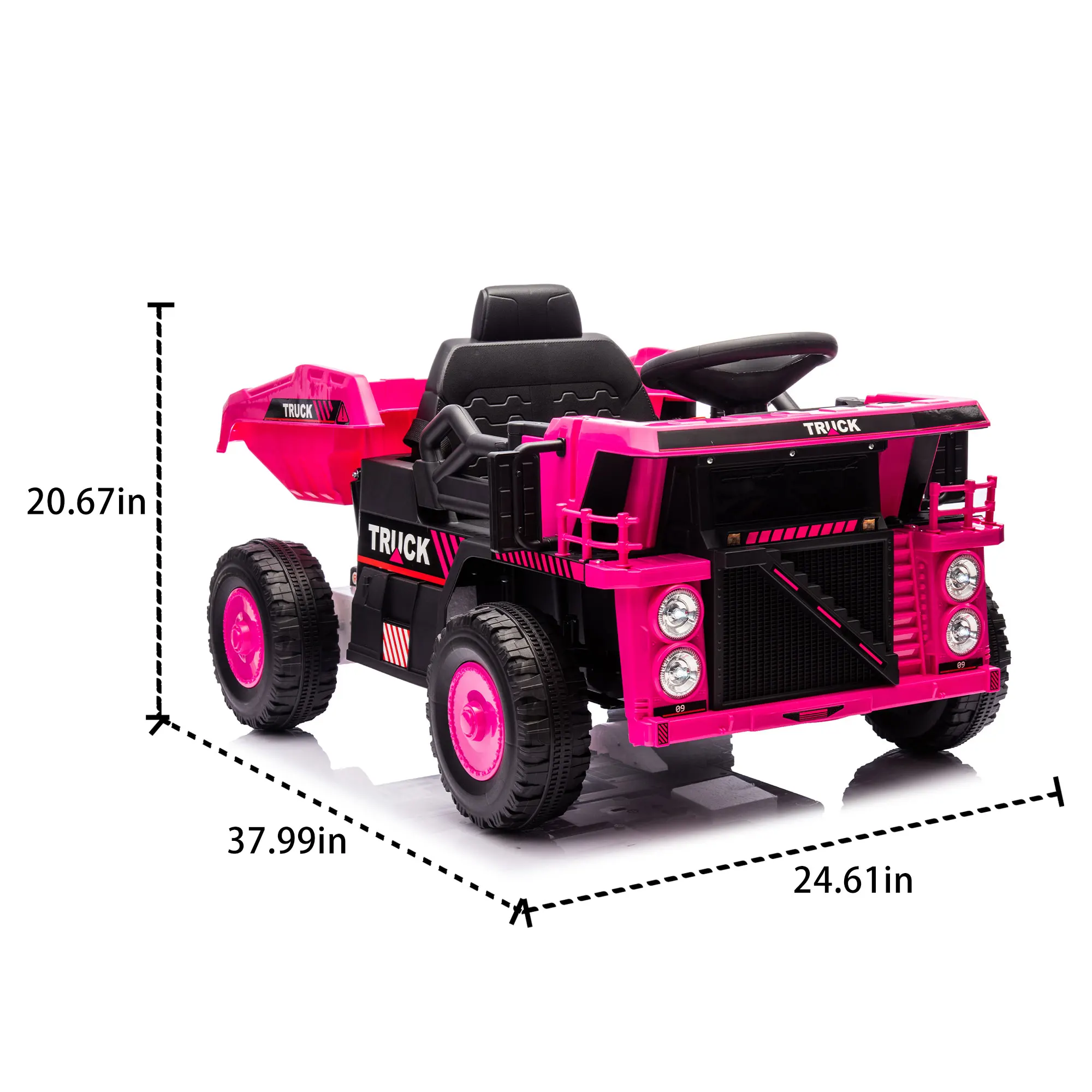 12V Kids Ride On Dump Truck-Parents Control, Extra Shovel, Bluetooh, Music, Volume&Speed Adjustment, Power Display, for Kids 3-5