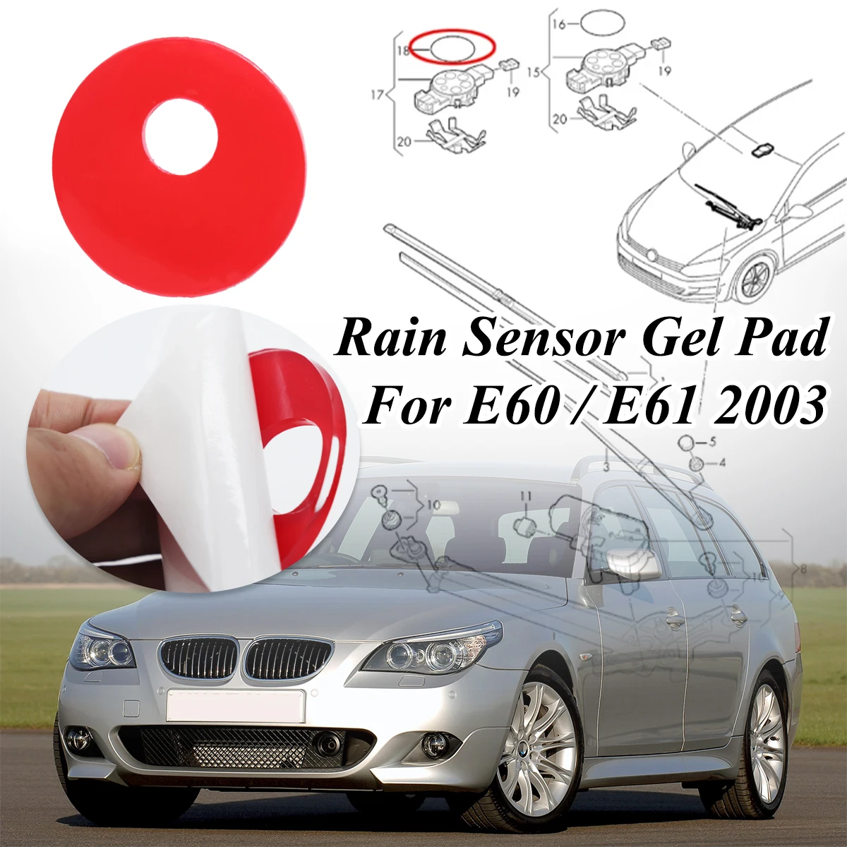 Rain Light Sensor Gel Silicone Pad For BMW E60 / E61 2003 5 Series F10/F11 2010 Nissan Qashqai J11 Film Silicone Windscreen Chip