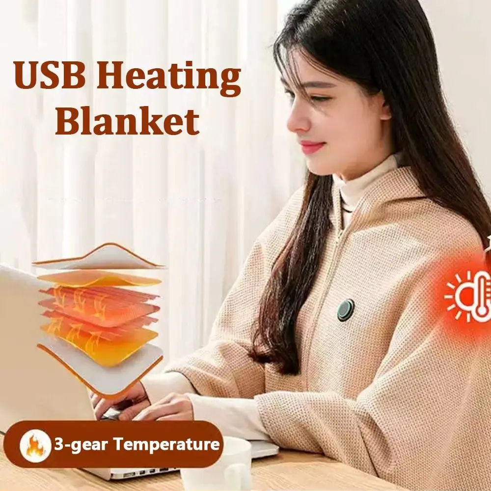 

Washable Wearable USB Heating Blanket 3 Modes Removable Electric Heating Pad Quickly Heating Foldable Electric Warm Body Shawl