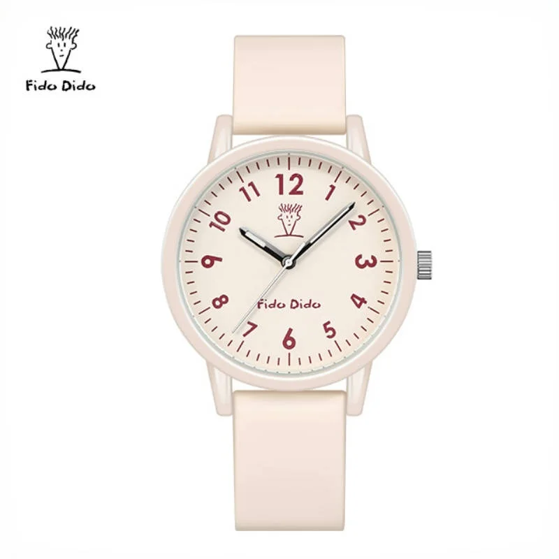 Orologi da coppia Fido Dido - Cinturino in silicone impermeabile 50M |   Quarzo luminoso |   Orologio da studente unisex |   Stile meccanico FD2368-1098