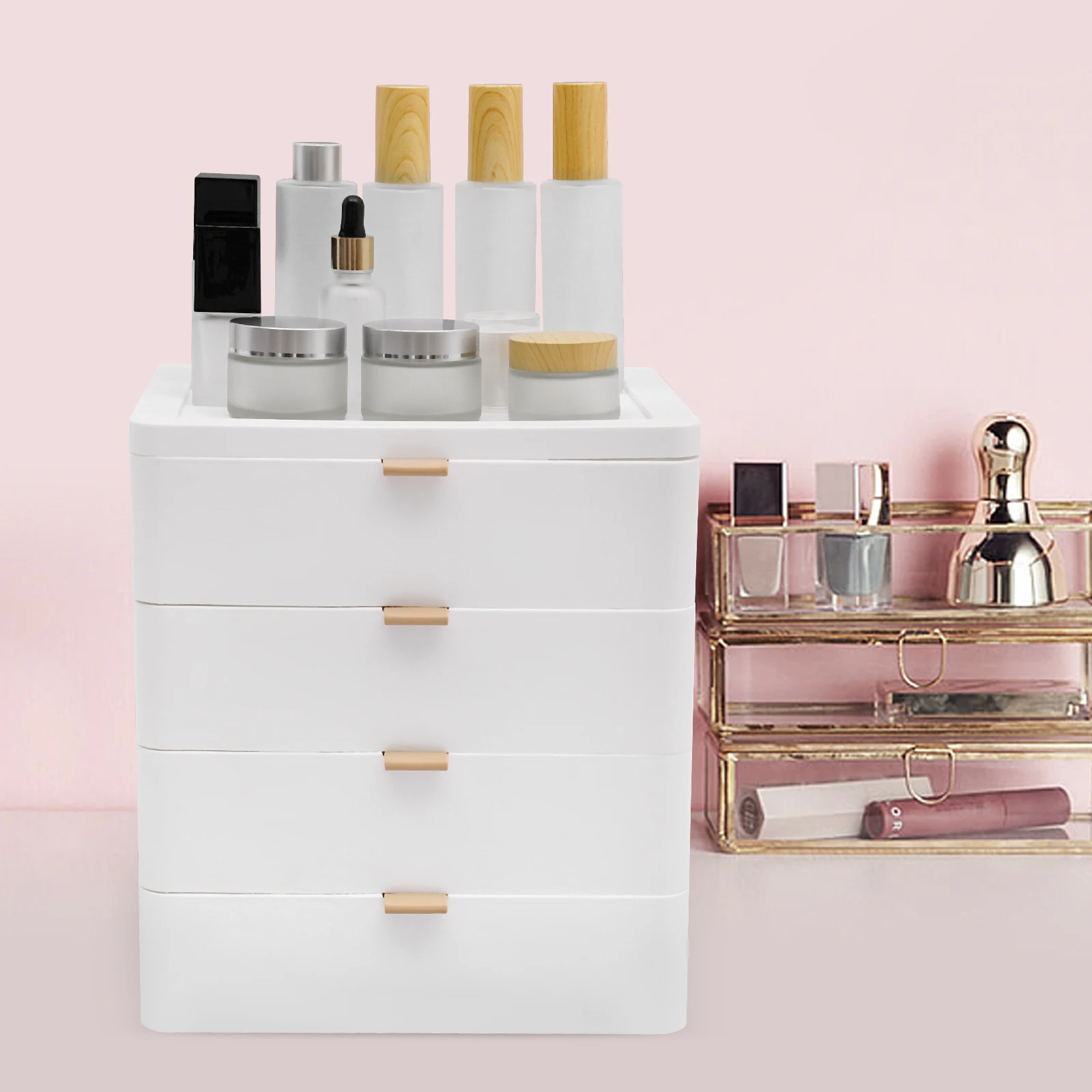 Organizzatore da scrivania robusto ed elegante: materiale PP resistente, 3/4 cassetti, design salvaspazio, facile da pulire, regalo perfetto