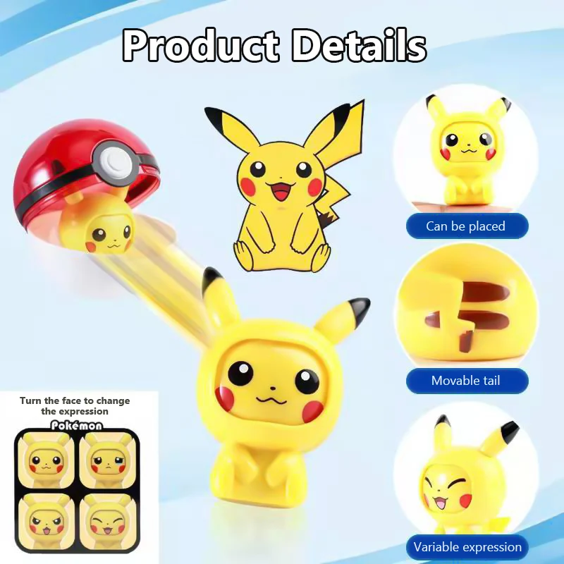 Pokemon Pokeball A Random Face-Changing Pet Action Figure Pikachu 4 Facial Expressions Kids Toy PVC Material Anime Birthday Gift