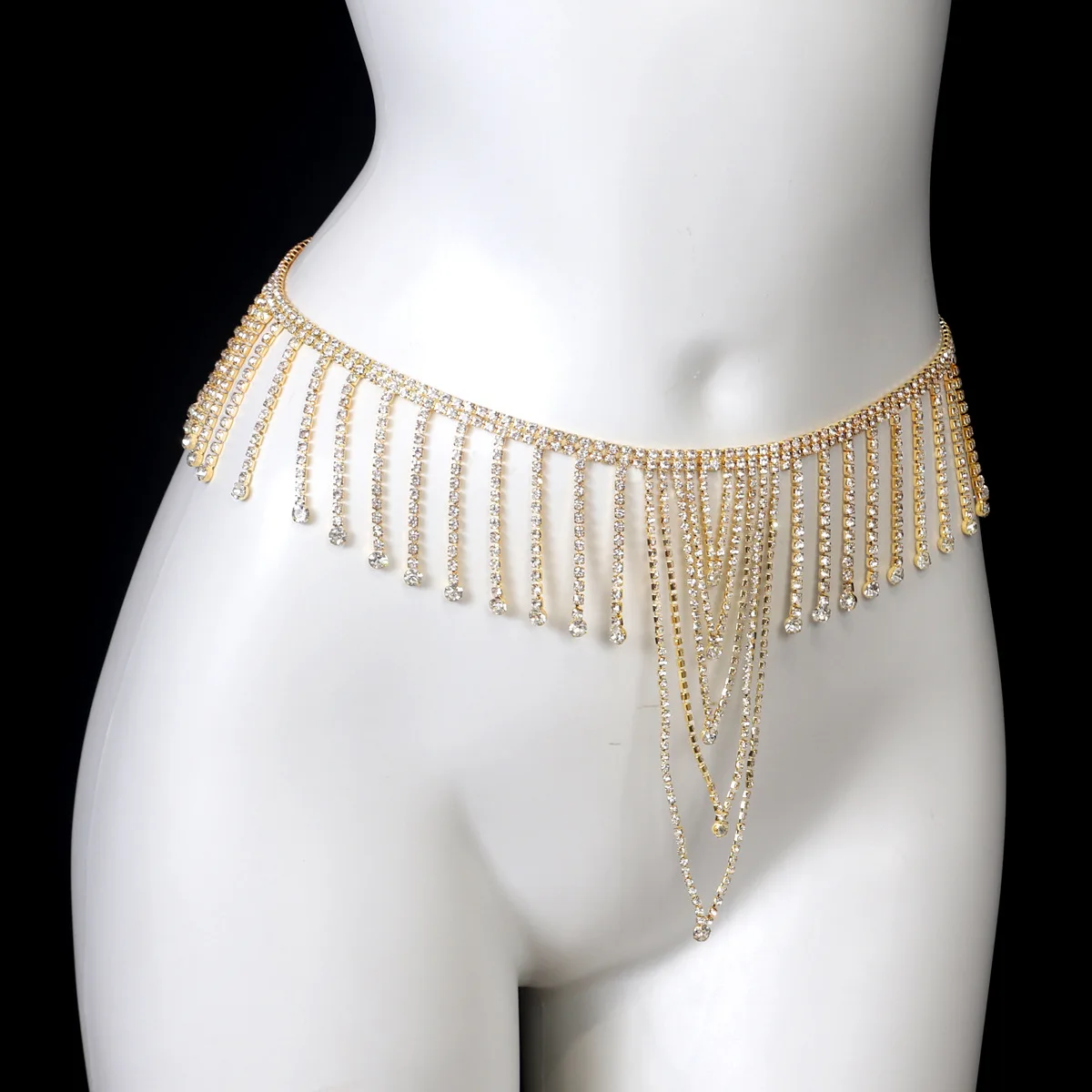 Light Luxury Tassel Pendant Bikini Rhinestone Chest And Waist Chains Two Piece Set Nightclub Women's Jewelry