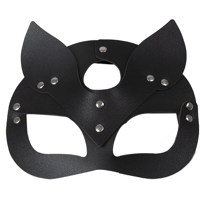 Masque de renard cosplay sexy pour femmes, masque d'Halloween en cuir PU, masque de fête, accessoires de jeu de rôle, demi-visage, masques de chat