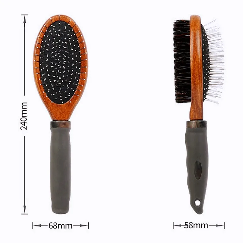 Dog Comb Double-sided Dogs Hair Comb Wooden Brush for Pet Hair Remover Dog Grooming Brush Massage Cat Combs Brushes Pet Supplies view 6