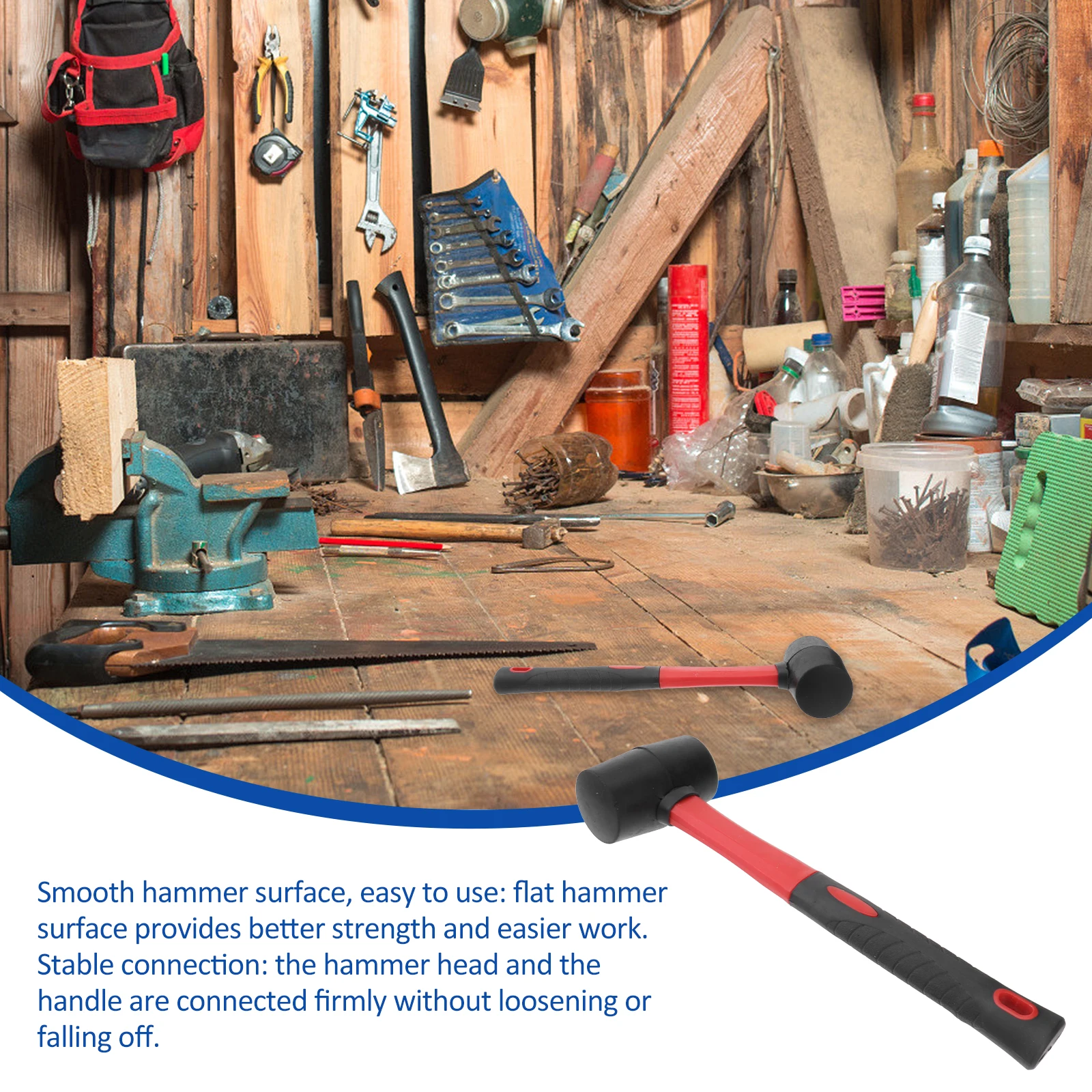 

Rubber Mallet Hammer 16Oz Non-Slip Plastic Handle Double-Faced Hammer For Home Decoration Flooring Installation Repair Tool