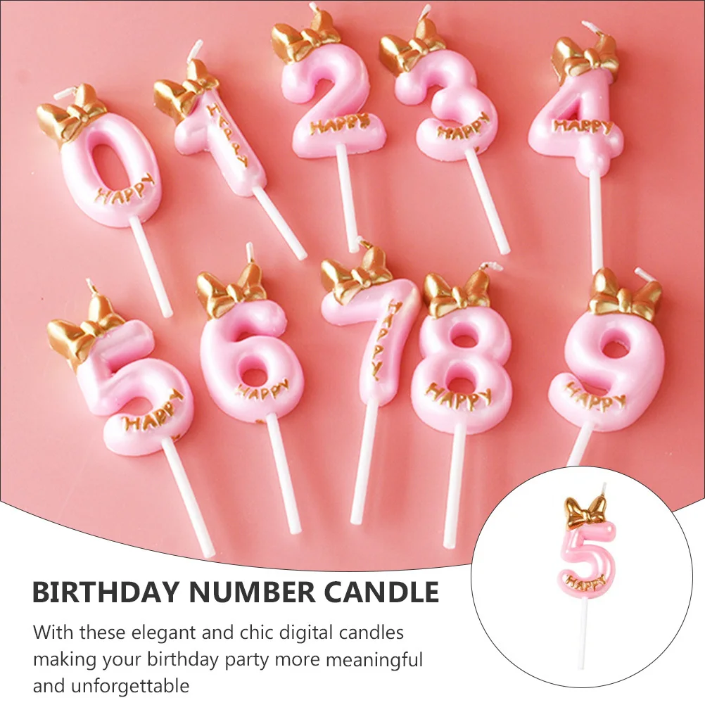10 قطعة شموع كعكة عيد الميلاد الديكور الرقم الرقمي توبر للحزب الوردي كعكة الشموع ديكور عيد الميلاد