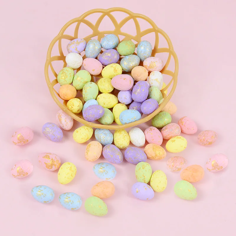 50pcs Colorful Easter Foam Eggs Artificial Bird Pigeon Egg Ornament DIY Wreath Decorative Happy Easter Party Kids Favor Supplies