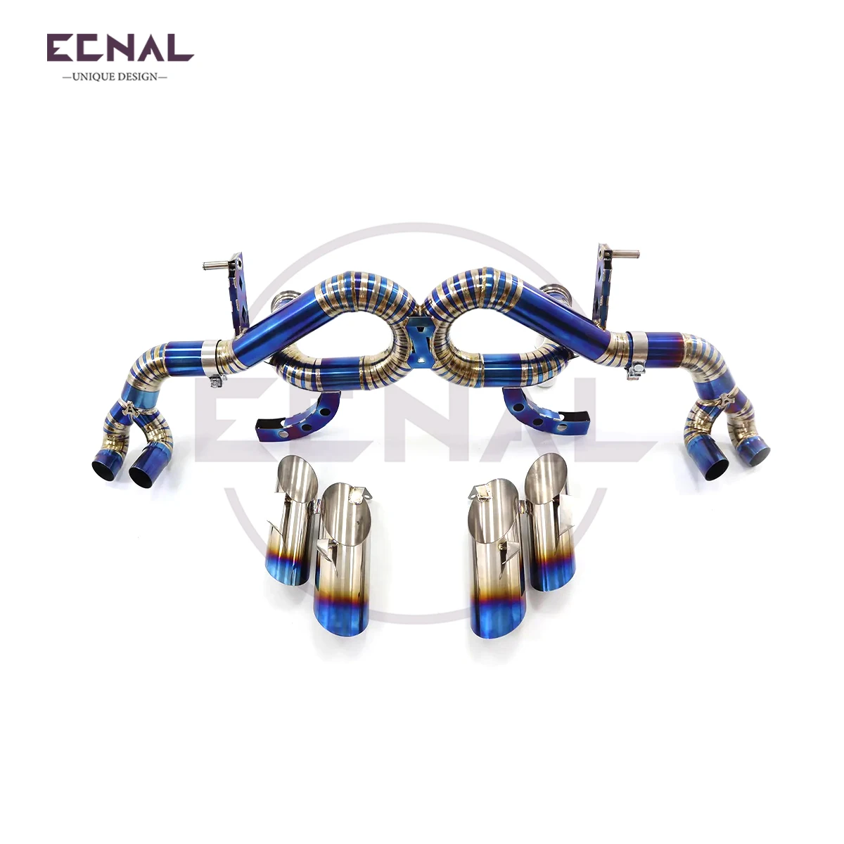 Ecnal Exhaust Straight-through Axle-back Pipe for Audi R8 V8 4.2L V10 5.2L 2007-2017 TC4 Titanium Alloy Car Sport Exhaust System