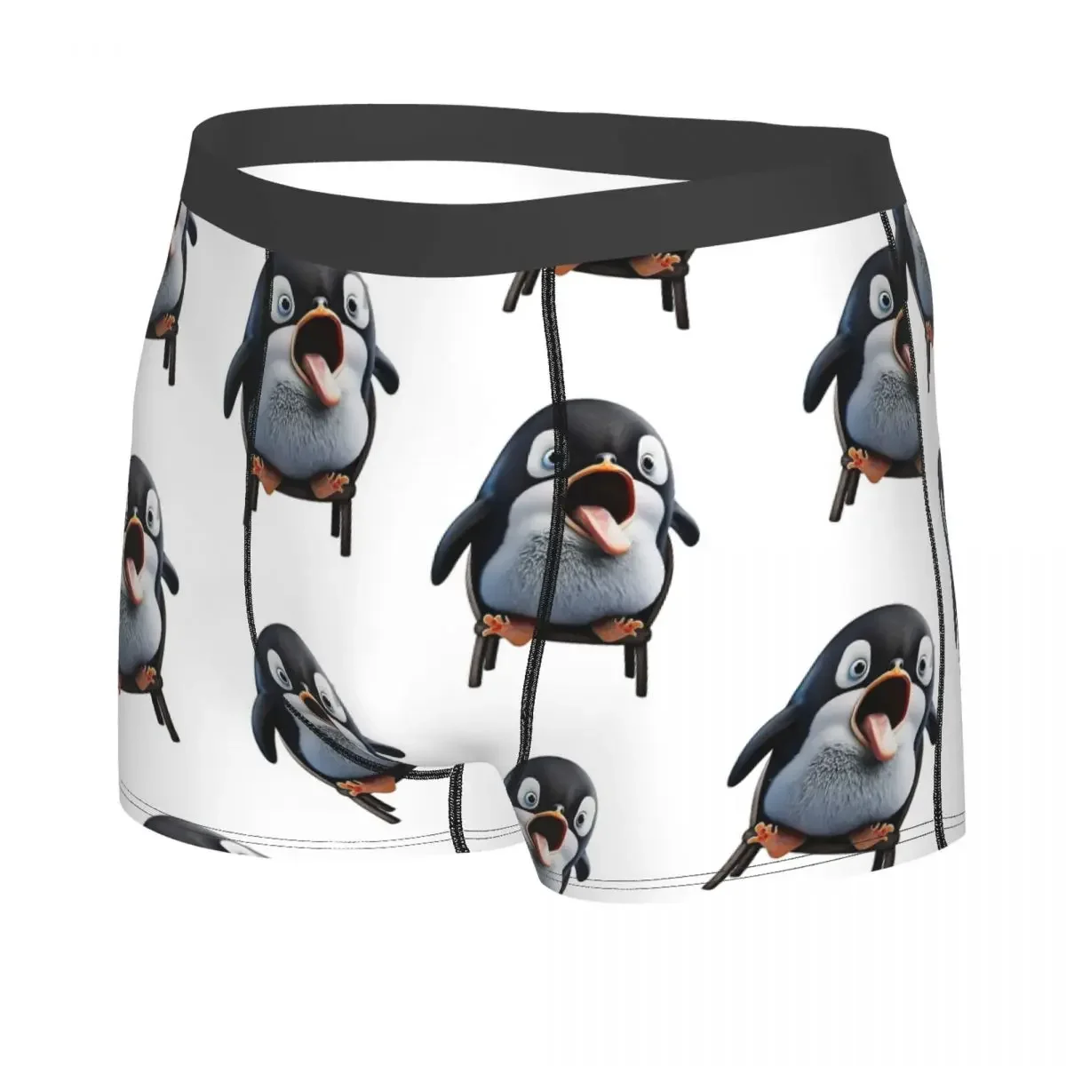 Sitting On Chair Man's Boxer Briefs Underpants Angery Pingu Highly Breathable High Quality Gift Idea