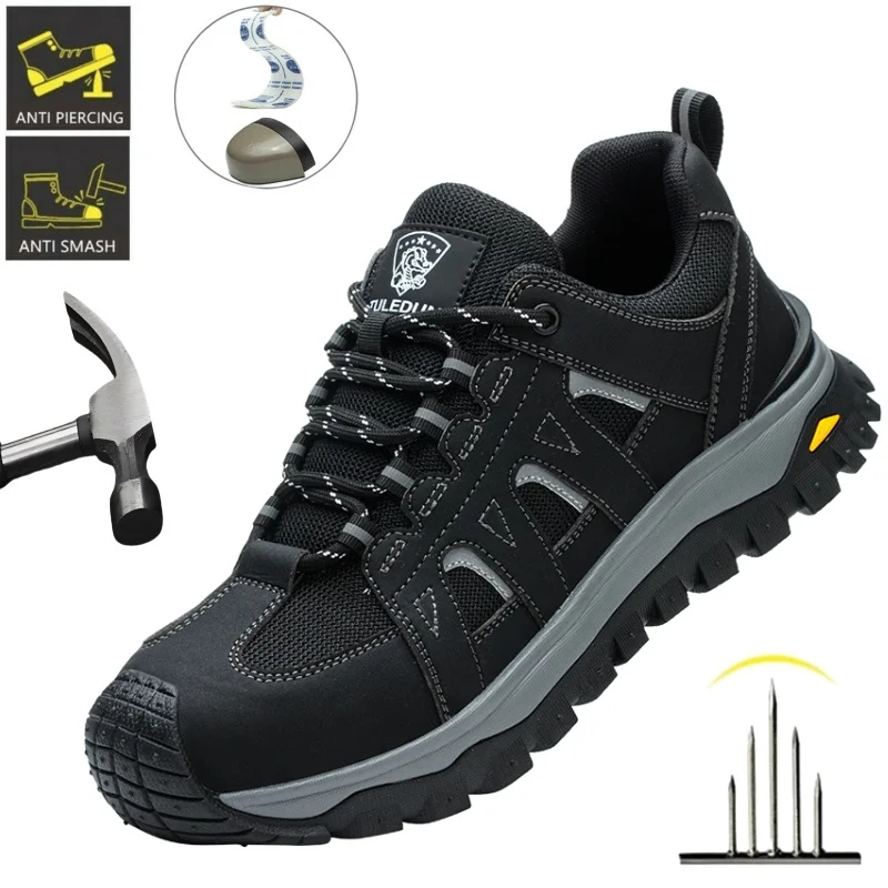 Steel Toe Safety Shoes Men, Anti-Puncture Anti-Smash Non Slip Industrial Work Boots Protection Heavy Industryc Boots