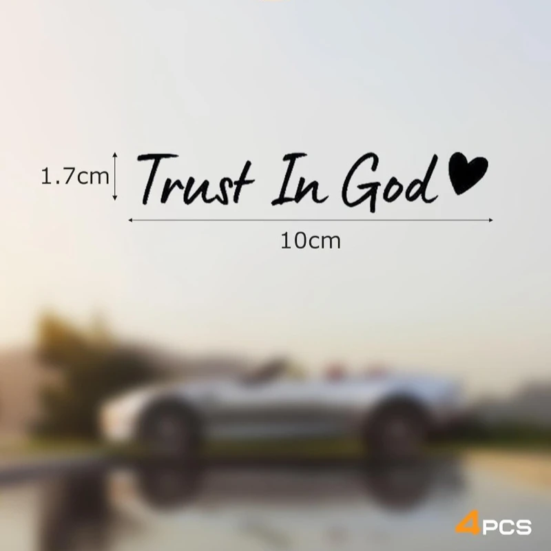 4PCS Trust in God Car Stickers Waterproof for Motorcycle Rearview Mirrors Auto Rearview Mirrors DIY Funny Vinyl Decals