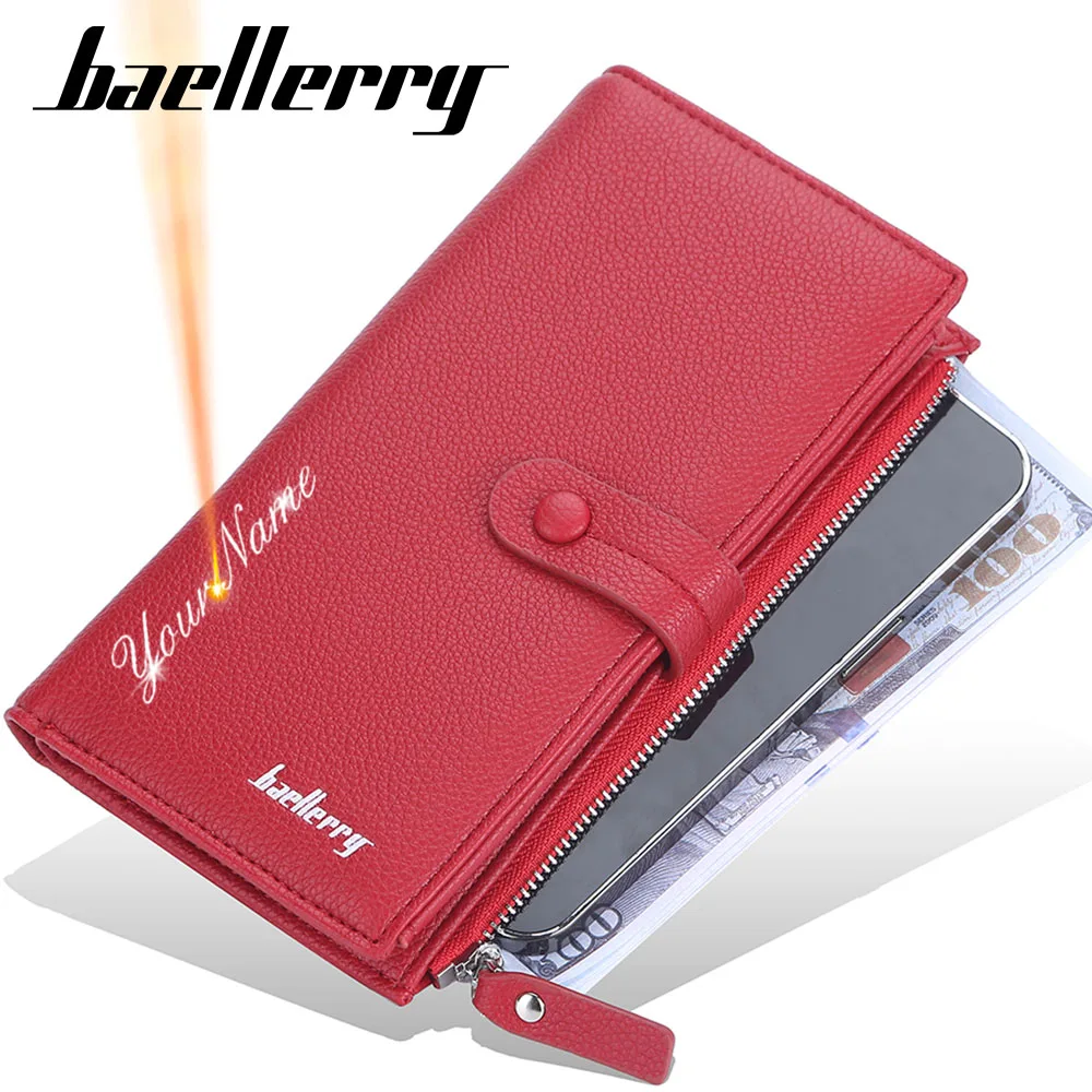 

Baellerry New Women Long Wallets Name Customized Top Quality 15 Card Holders Classic Female Purse Zipper Wallet For Girls