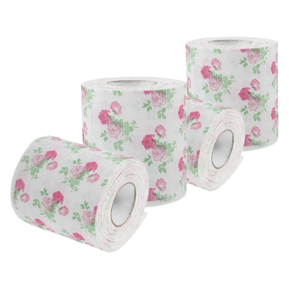 

4 Rolls Colored Toilet Paper Printed Tissue Napkins Sanitary Cute Soft for Bathroom Tissues Towels Accessory Creative Rose