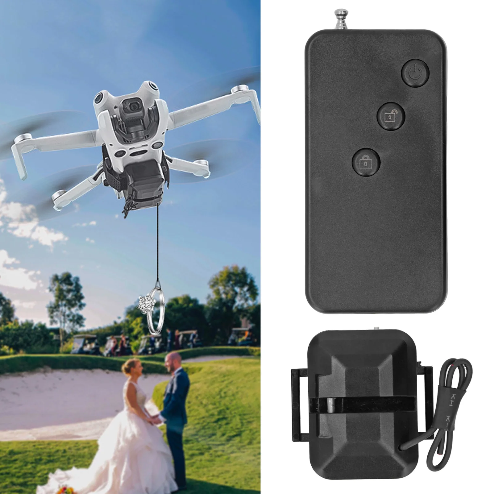 Drone Payload Release System RC Drone Airdropper  Lightweight USB Charging 500m Remote Range 300mAh for Advertising