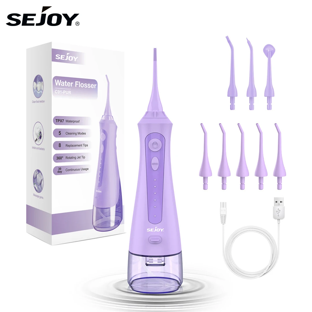 

Sejoy Water Flosser Стоматологический ирригатор для полости рта Очиститель зубов Портативный дорожный перезаряжаемый беспроводной электрический прибор для удаления налета