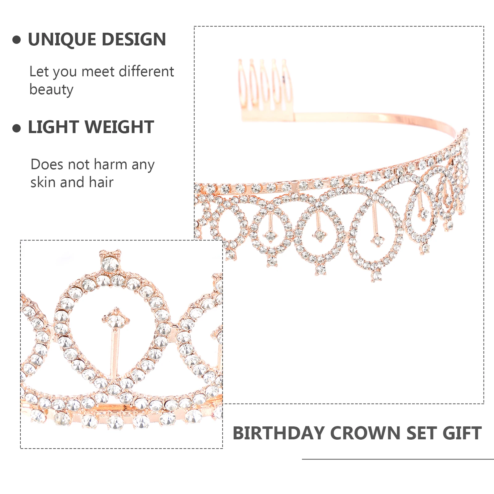 

1Set Crown Headdress Elegant Birthday Hairwear Wedding Head Decor Women Girls Party Headpiece Crown Headdress Elegant Hair Wear