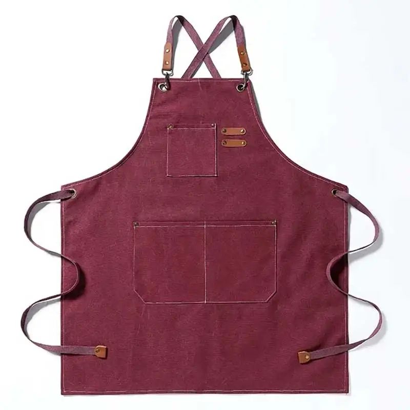 Waterproof Oilproof Canvas Cotton Apron Coffee Shop Kitchen Household Apron Gardening Denim Work Apron