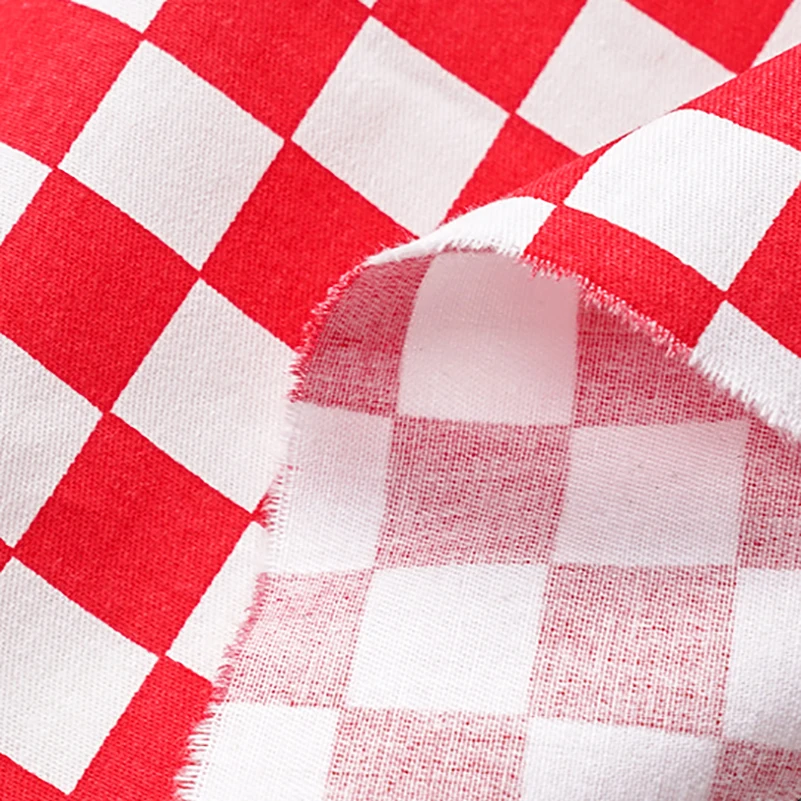 Checkerboard Grid Fabric Pure Cotton Twill Plaid Black White Chess Board for DIY Handmade by Half Meter