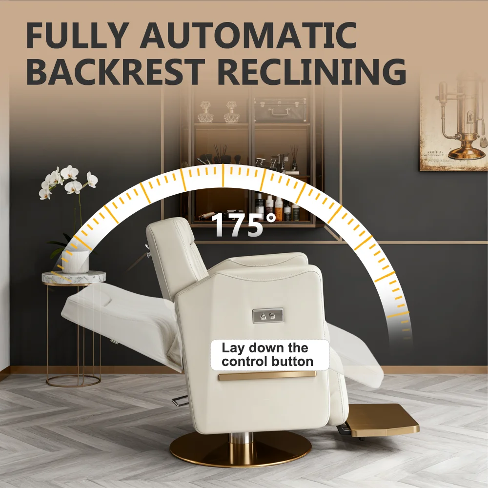 كرسي استلقاء كهربائي ممتاز لأثاث تصفيف الشعر مع مسند رأس قابل للتعديل #4