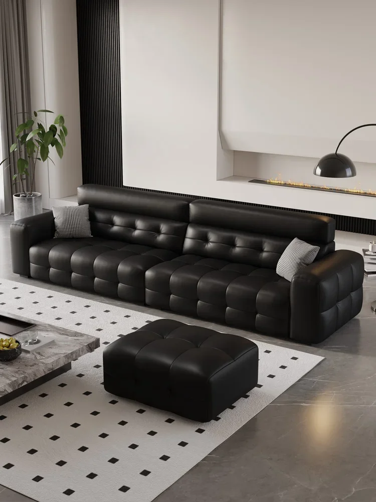 High backrest leather sofa Italian minimalist