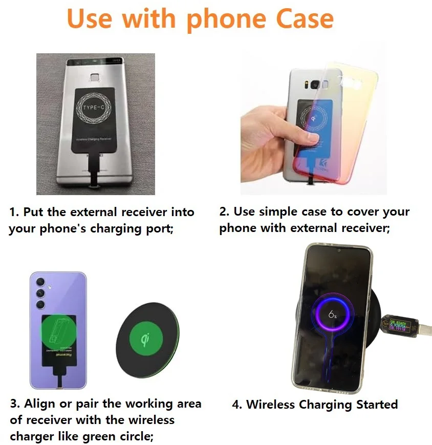 Wireless Charger PAD+Type-c Qi 5W Receiver RZ01 For Samsung Galaxy A12 A22 A32 A51 A52 A72 5G A528 Phone
