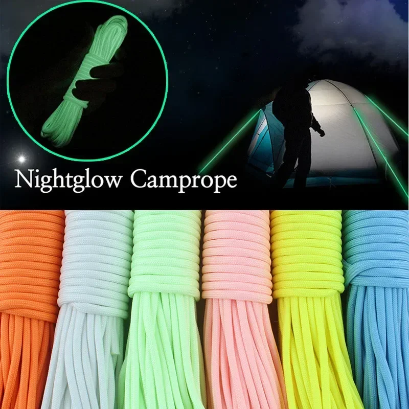 Luminous Rope 9 Strands 4mm Fluorescent Paracord Nylon 550 Tent Cord Outdoor Parachute Camping Lanyard Survival Glow In The Dark image 2