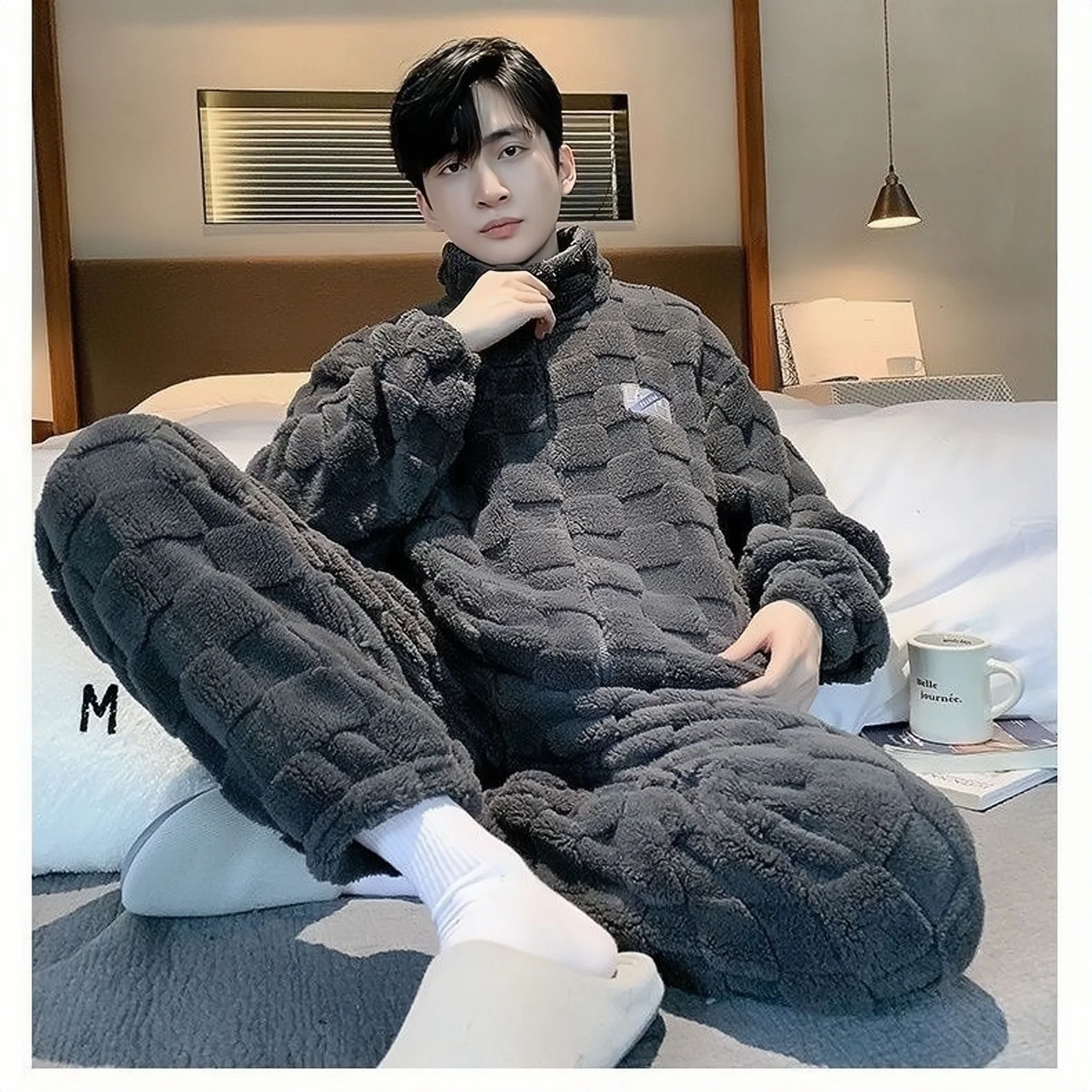 Gray zipper suit [high quality fabric]