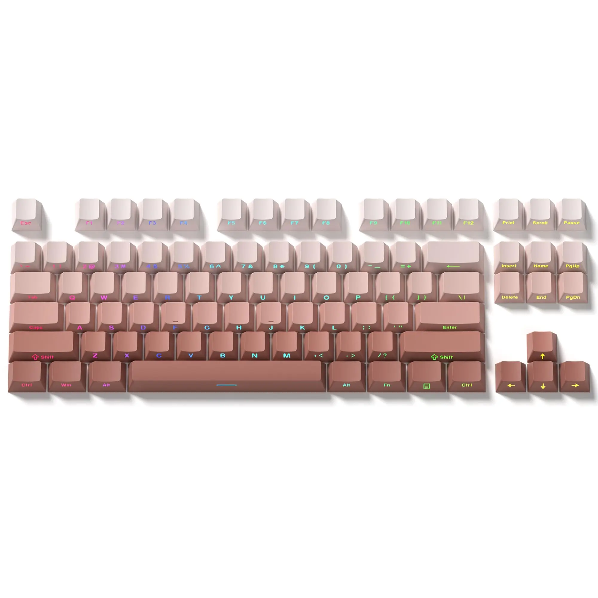 

136 Key Pink Gradient Side Print PBT Double Shot Shine Through Backlit keycaps For MX Mechanical Keyboard 108 96 87 84 68 64 61