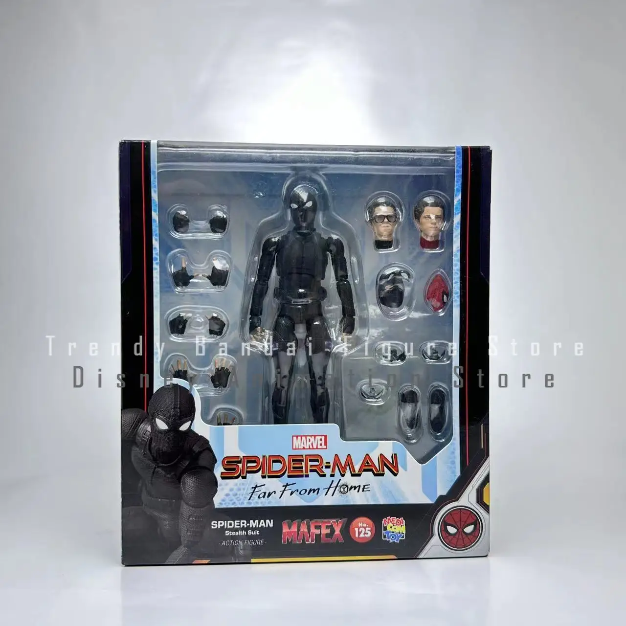 In Stock 100% Original MAFEX 125 Spider-Man Stealthy War Suit Anime Action Figure Collectible Model Toy Decoration Gift for Kids