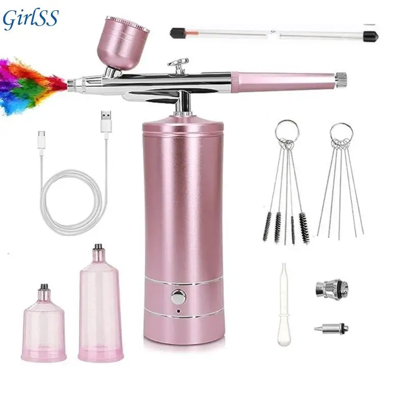 

Cordless Air Brush Guns 30PSI Set with Compressor with 0.3mm Nozzle for Painting T4MB