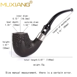 MUXIANG hand-carve tobacco pipe classic curved handle wooden pipe Sandalwood pipe 9mm pipe channel saddle pipe mouth father gift