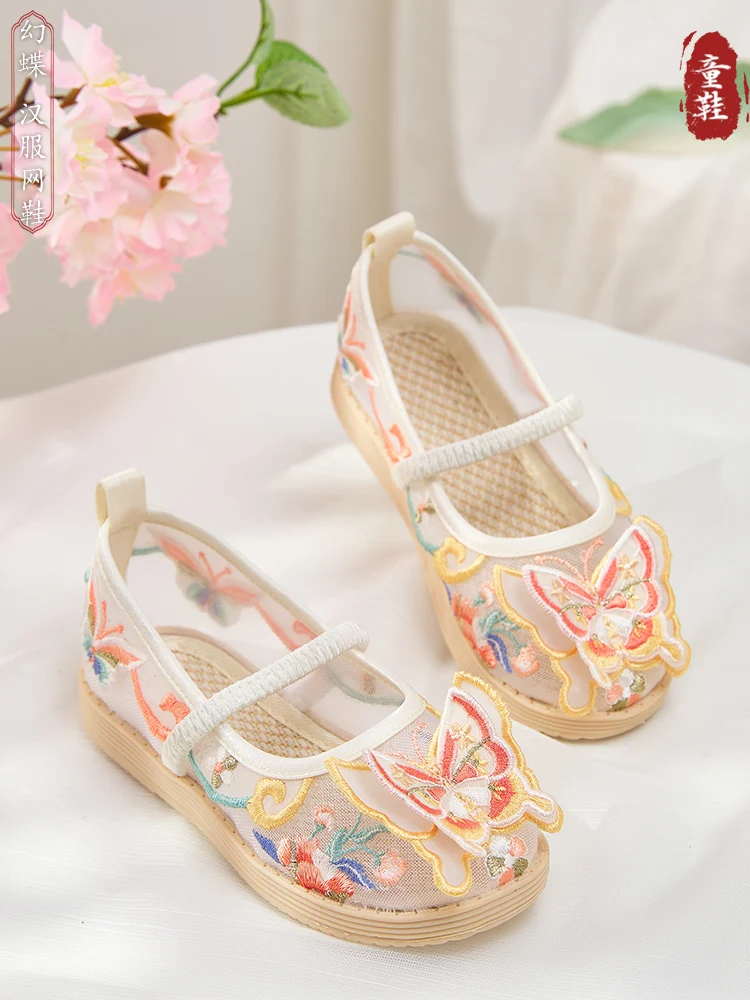 Children\'s Hanfu shoes Summer style girl antique embroidery shoes Chinese style Tang dress shoes national style performance shoe