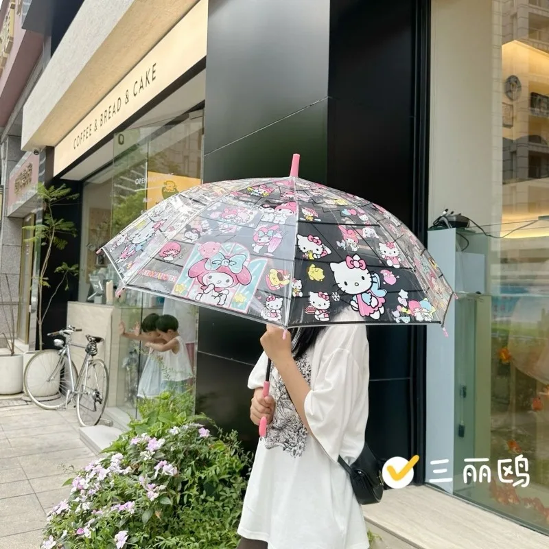 New 2026 Sanrio Hangyodon Transparent Umbrella Kuromi Automatic Cinnamoroll Windproof Thick Portable for Teen Girls Daily Toys view 5