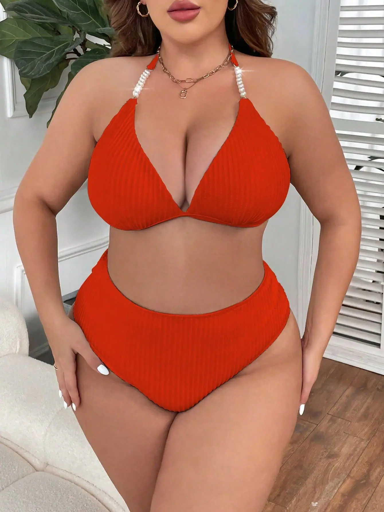 ملابس سباحة نسائية، ملابس سباحة نسائية كبيرة الحجم مكونة من قطعتين، أطقم بيكيني نسائية، بدلة استحمام رسن، ملابس داخلية مثيرة للبحر