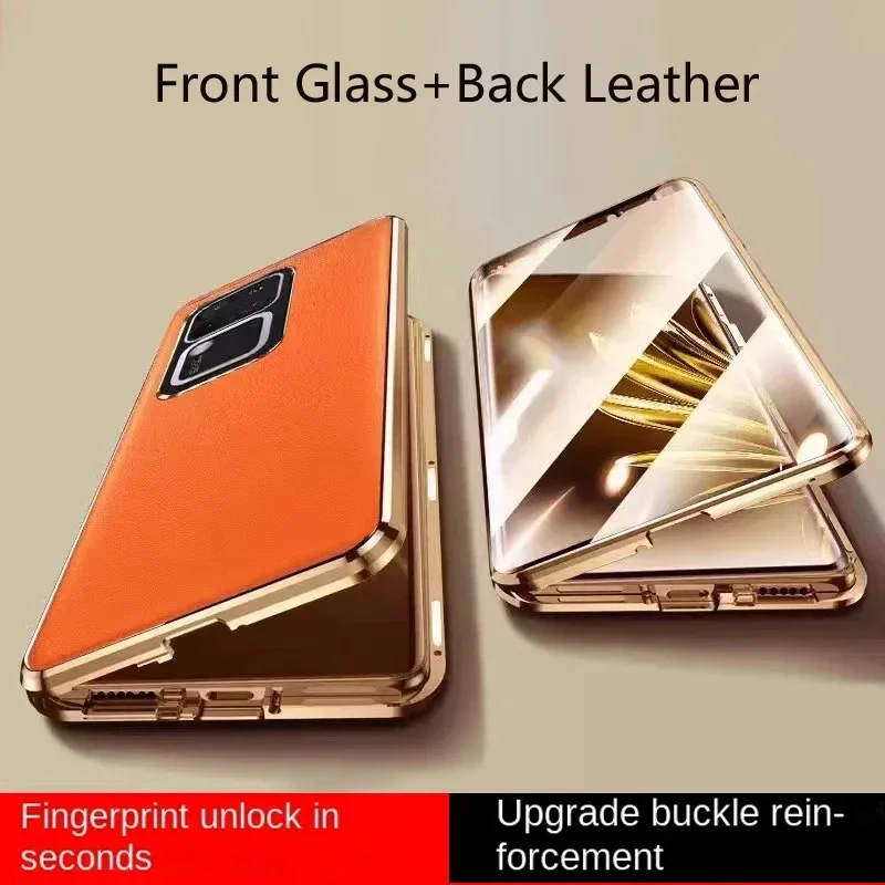 

Leather Panel Metal Magnetic Tempered Glass Full Lens Protective Case For vivo X200 Pro X90 X300 X100 Ultra Cover Phone Case