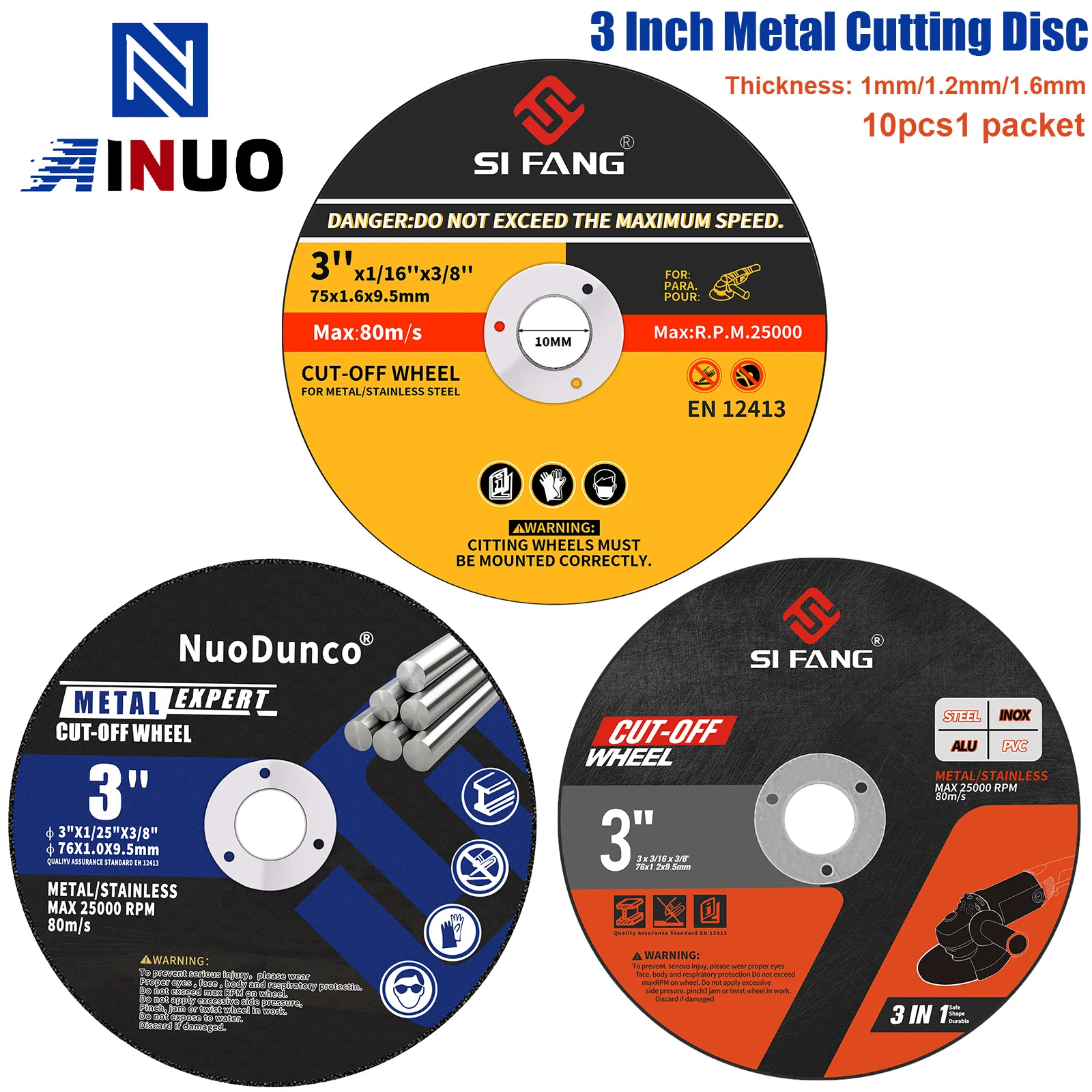 10pcs75mm Metal Cutting Disc Resin Grinding Wheel Mini Circular Saw Blade For Metal Stainless Steel Cutting Thickness 1-1.6mm