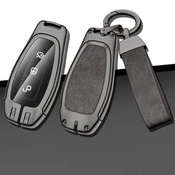 Zinc Alloy Leather Car Key Case Cover Protection Shell for Ford Focus 3 4 ST Mondeo MK3 MK4 Fiesta Fusion Kuga Auto Accessories
