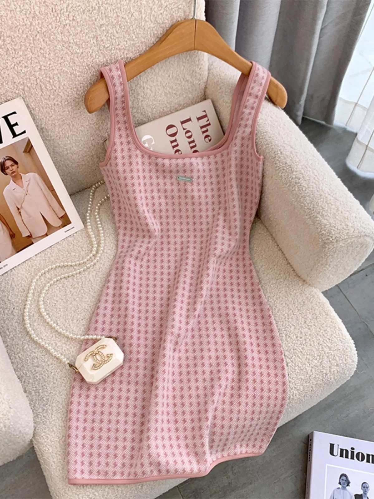 

Women Mini Dress Chic Fashion Vest Knitted Suspender Dress Summer Casual Streetwear Y2k