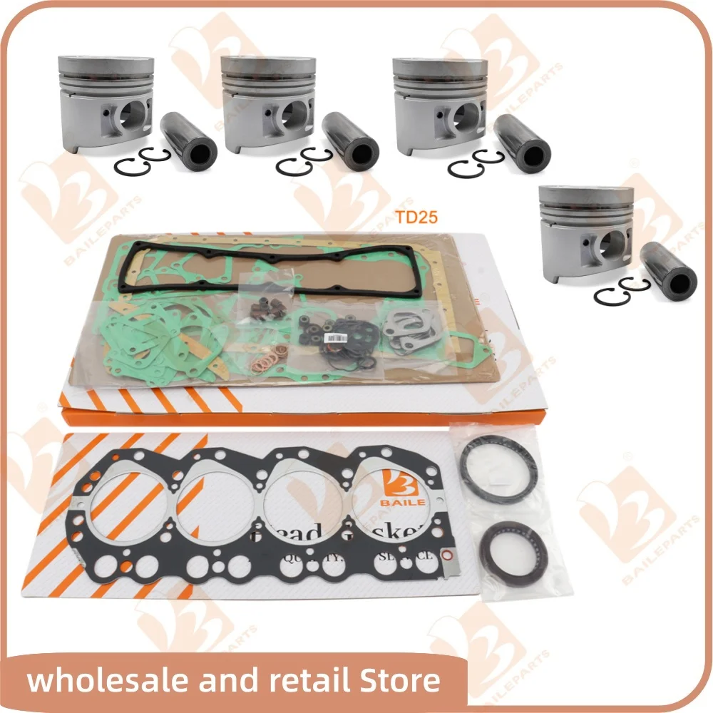 

TD25 For Nissan Full Gasket Kit Piston with Pin Lock 12010-44G01 Engine Parts Overhaul Rebuild Kit Engine Spare Parts