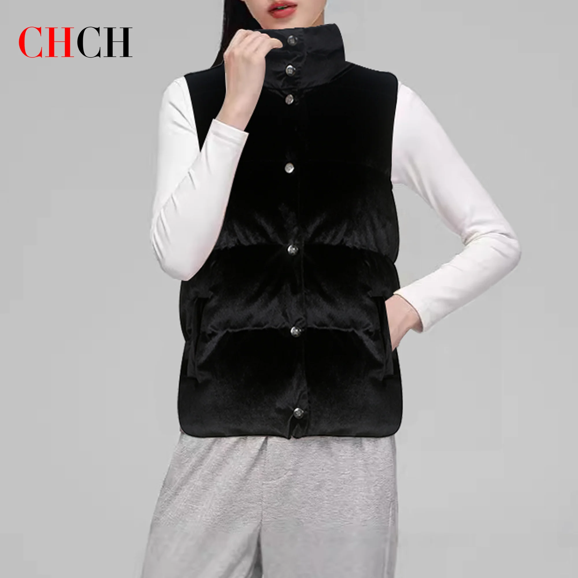 CHCH Women's Jacket Winter New Thick Gold Velvet Women's Warm Top Coat